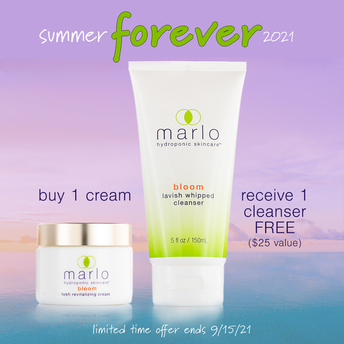 marlo hydroponic skincare summer forever