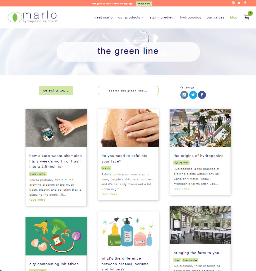 Marlo Hydroponic Skincare The Green Line blog