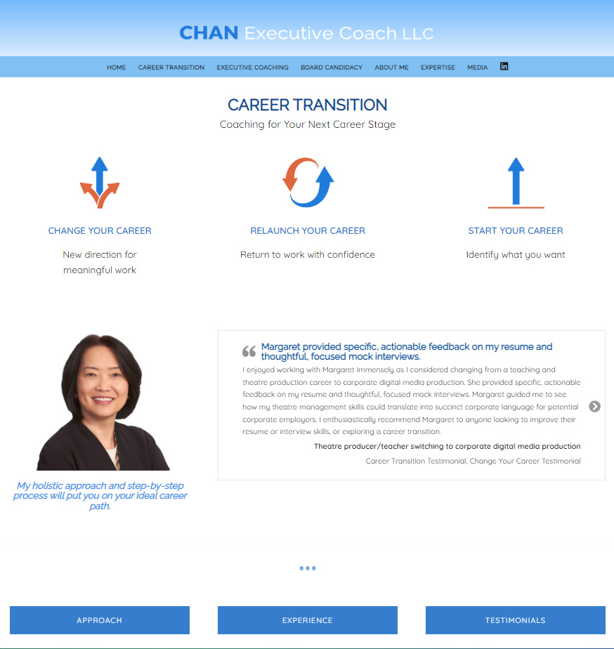 Chan Executive Coach LLC Career Transitions overview page