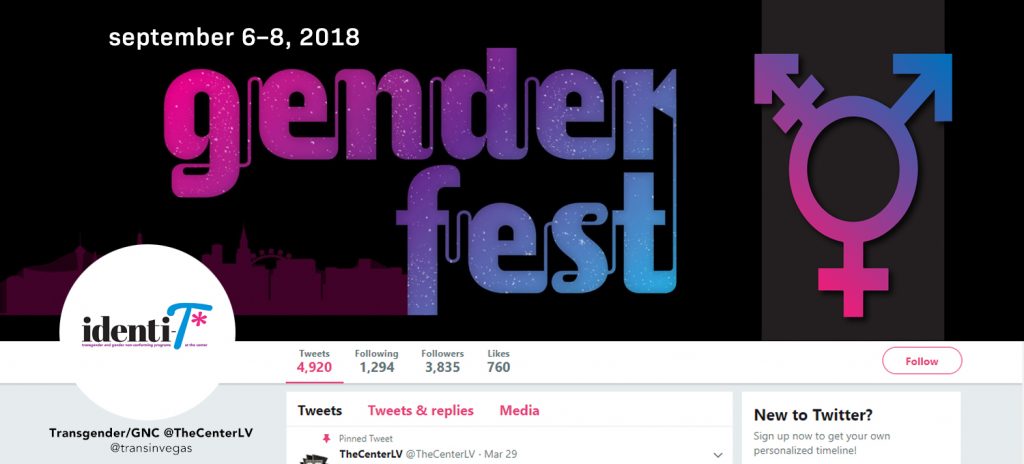 GenderFest 2018 Twitter profile LGBTQ Center of Southern Nevada